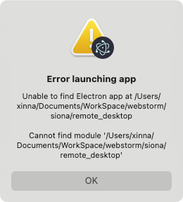 安装完 Electron,然后 electron . 运行报错.png
